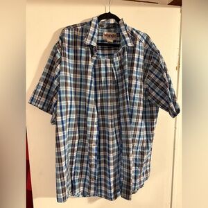 Wrangler Blue and Brown Casual Button Down Shirt